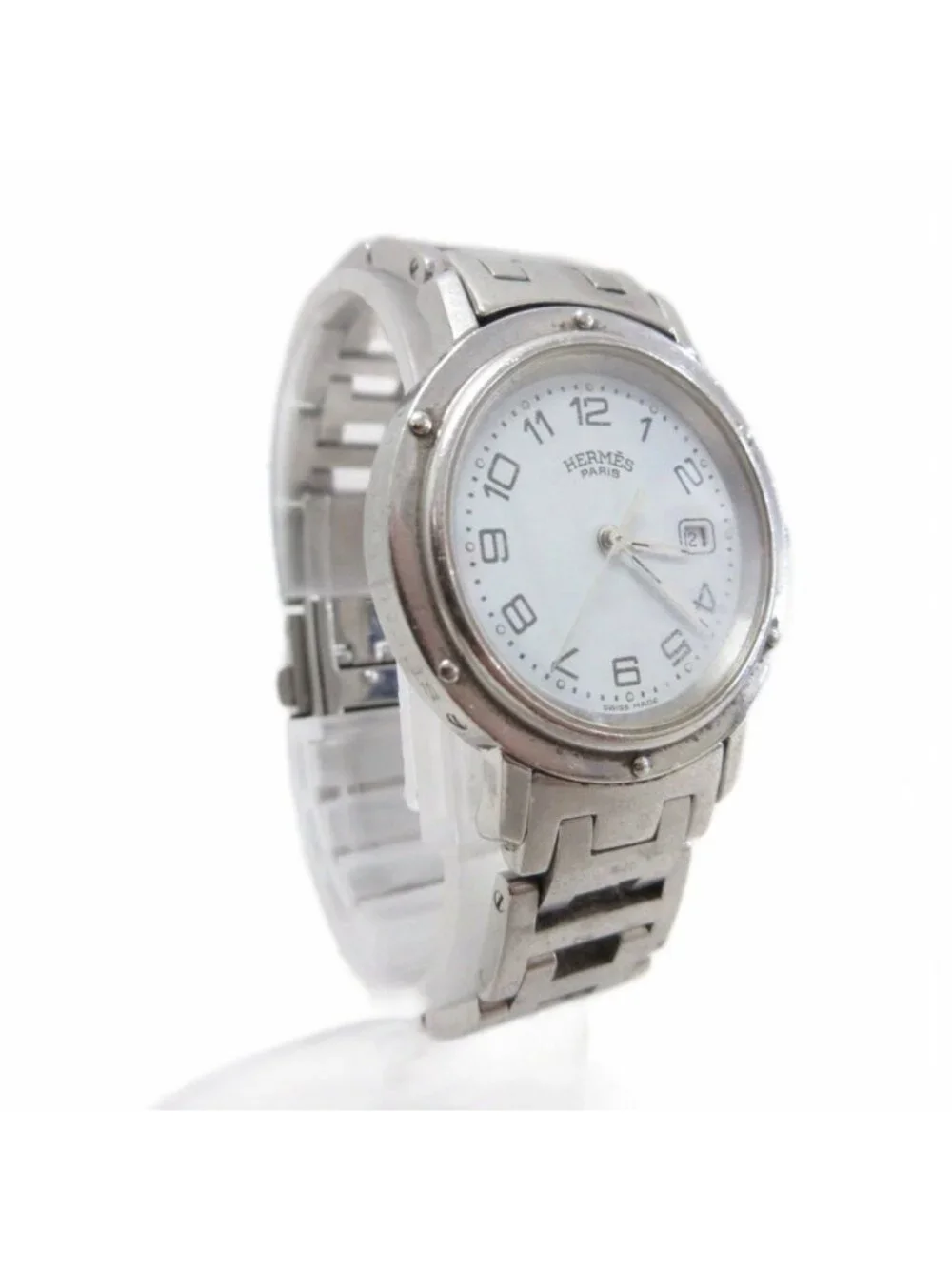 Hermes Clipper Watch Quartz Stainless Steel Confirmed Silver